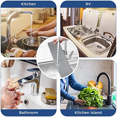 XXL Silicone Faucet Handle Drip Catcher Tray Mat, Large Silicone Faucet Mat - Image 7