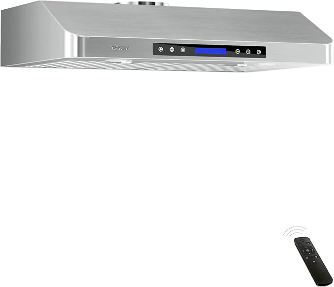 EKON 36 inches Under Cabinet Range Hood, 900 CFM Stainless Steel Kitchen Chimney Vent, 4 Speed Touch Screen Control With Remote 2Pcs 3W LED lights Dishwasher-safe Filters Fan Timer