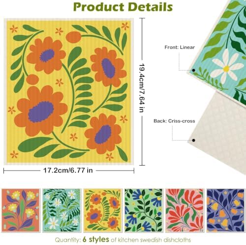 6 Pcs Swedish Paper Cloths for Kitchen, Reusable Paper Towels Washable - Image 2