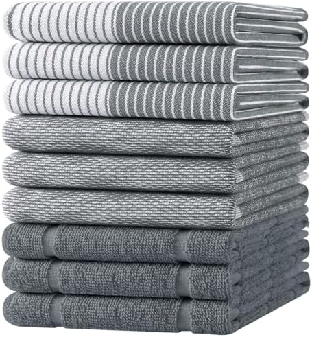 Homaxy 9 Pack Cotton Terry Premium Kitchen Towels, 18 x 28 in by Homaxy