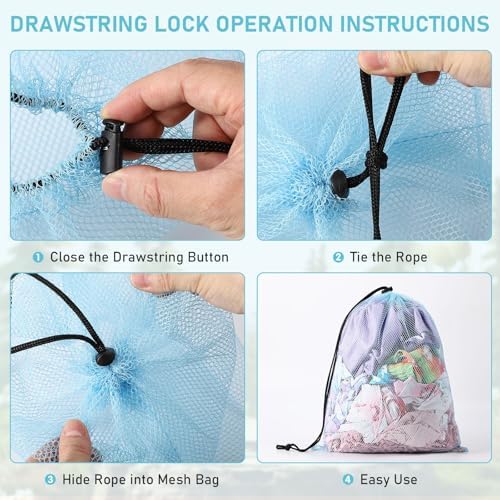 10Pcs Multicolor Mesh Drawstring Bags: Nylon Mesh Laundry Gym Travel Beach Bags - Image 3