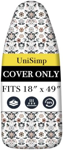UniSimp Ironing Board Cover and Pad 18"x49" Extra Thick Natural Cotton by UniSimp