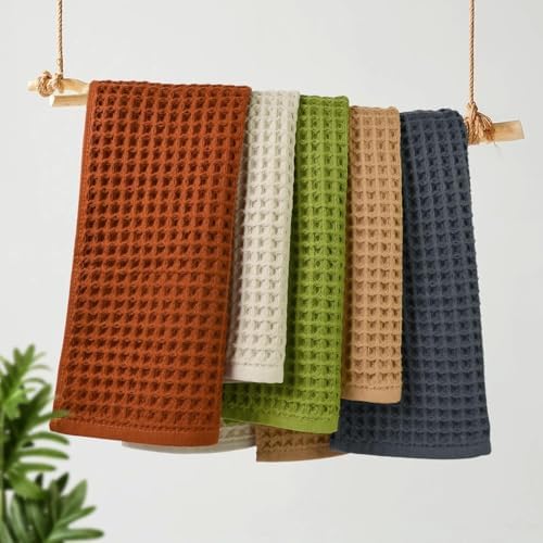 Waffle Hand Towel Set, Cotton Soft Lint-Free Quick Drying Towels - Image 3