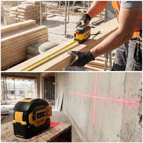 Laser Tape Measure 3 in 1 with Laser Level Crosshairs |196ft/60m LCD - Image 7