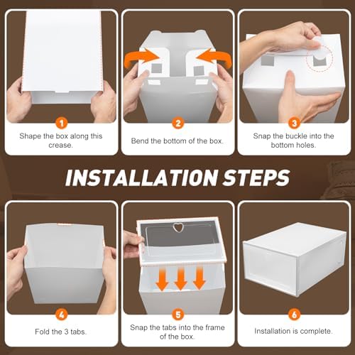 Clear Plastic Shoe Storage Boxes 20 Pack Stackable Shoe Cabinet Organizer - Image 7