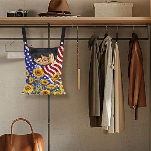 American Flag Clothespin Bags Sunflower Laundry Hanging Storage Organizer - Image 5