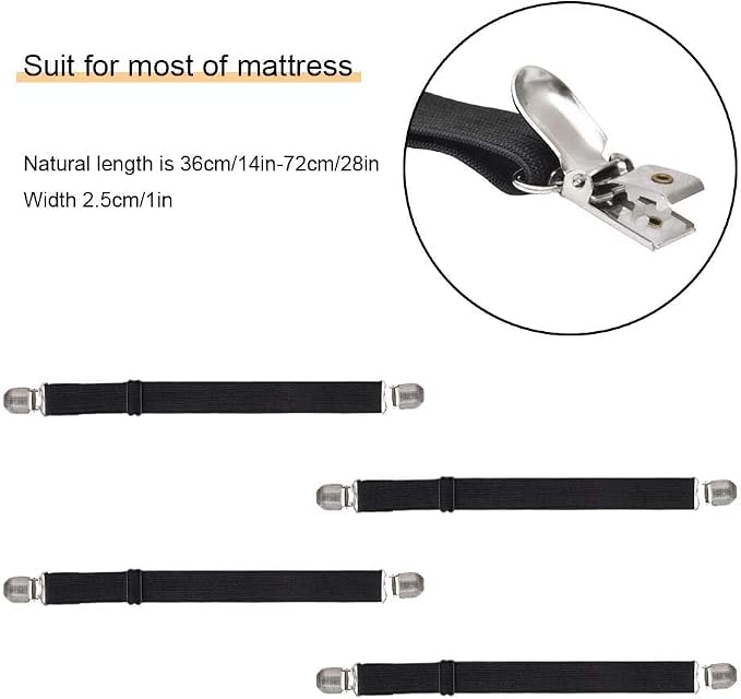 4Pcs Adjustable Crisscross Fitted Sheet Band Straps Grippers Suspenders - Image 4