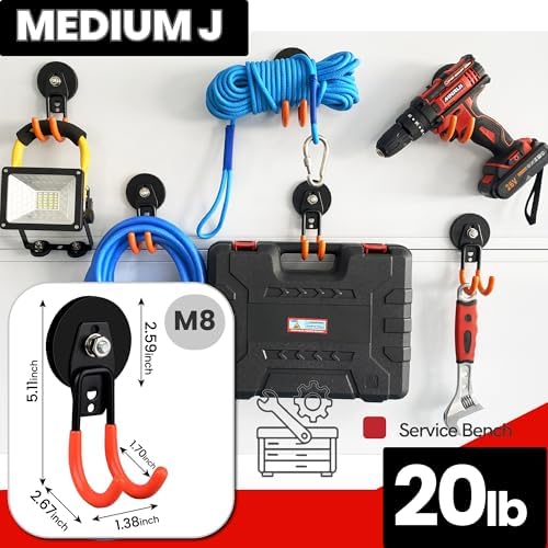 ULIBERMAGNET Heavy Duty Magnetic Garage Hooks, 12 Pack Strong Large Magnet Hooks - Image 5