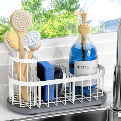 Sink Caddy Kitchen Sink Organizer, Sponge & Brush Holder, Stone Drying Mat by HOKEMOM