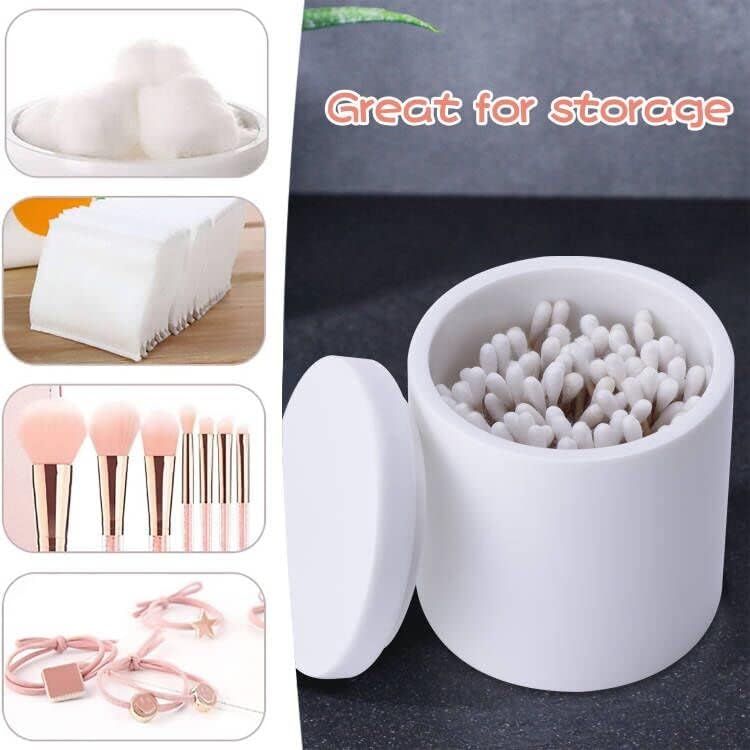 Cotton Swab Holder with Lid, Resin Cotton Ball Canister Jar Cosmetics Makeup - Image 3