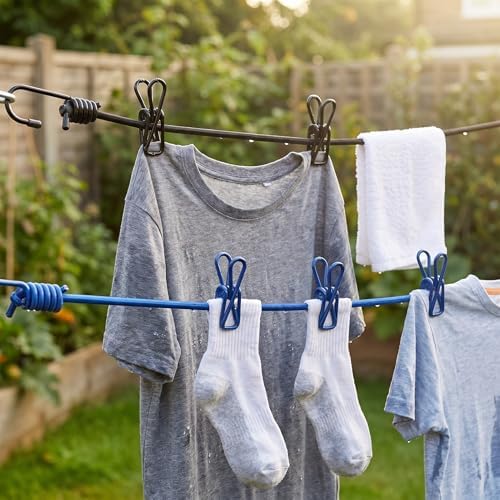 2 Pack Travel Clothesline with 24 Clips, Portable Windproof Laundry Line - Image 7