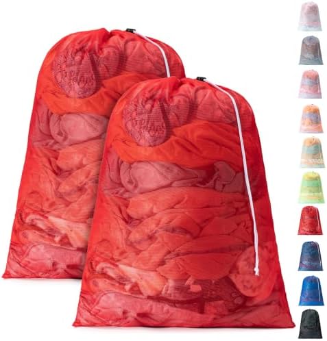 2 Pack Mesh Travel Laundry Bag 28" x 40"Extra Large Dirty Clothes Organizer by Unknown