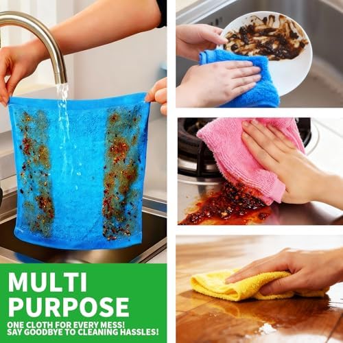 Bamboo Microfiber Cleaning Cloth-8Pcs Kitchen Wash Cloths, Wood Fiber Window - Image 2