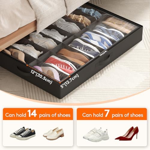 Lifewit Under Bed Shoe Storage Organizer 2 Pack, 4.3 Inches Profile Fabric - Image 4
