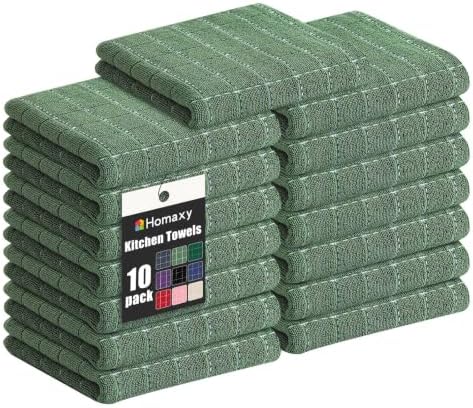 Homaxy 100% Cotton Terry Bulk Kitchen Towels, 15 Pack, Grass Green by Homaxy