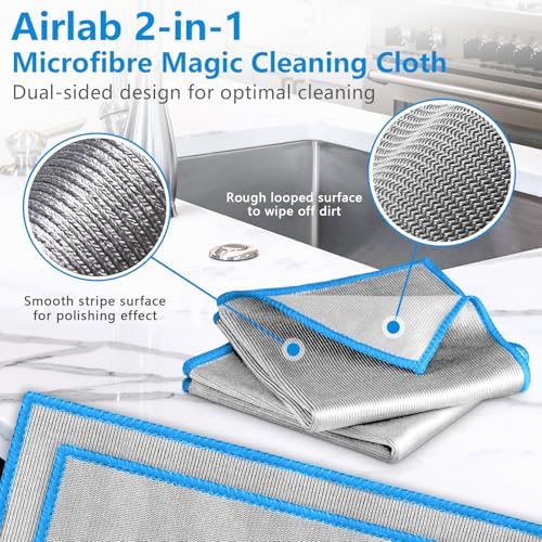 Airlab Glass Polishing Streak Free Miracle Cleaning Cloth, Sliver-Blue - Image 4
