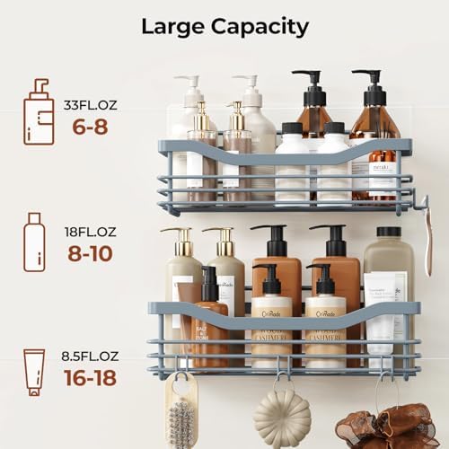 Orimade Shower Caddy Basket Shelf Storage Rack, No Drilling Wall Mounted - Image 4