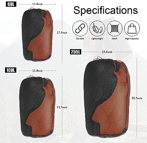 1Pcs100L Mesh Sleeping Bag Storage Sack Stuff Sack Mesh Laundry Bag Drawstring - Image 2