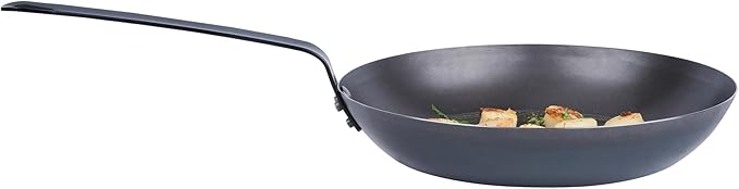 Met Lux 11 Inch Fry Pan, 1 Lightweight Frying Pan - Induction-Ready, Triple-Riveted, Black Carbon Steel Cooking Skillet, Durable, For Searing, Sauteing, And Browning Food - Restaurantware