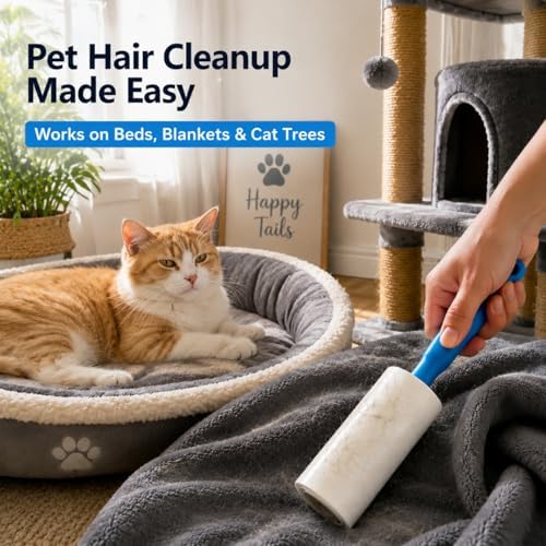Pet Hair Remover Roller, Extra Sticky, 5 Rolls 450 Sheets, Dust Cover - Image 4