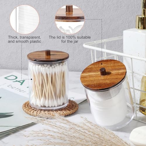 Temoyj 2 Pack Qtip Holder Dispenser - 10 oz Clear Plastic Apothecary Jar - Image 5