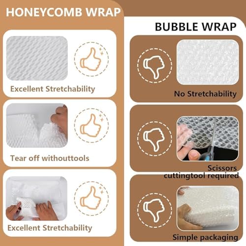 Honeycomb Packing Paper, Recyclable Moving Supplies Bubble Packing Wrap - Image 3
