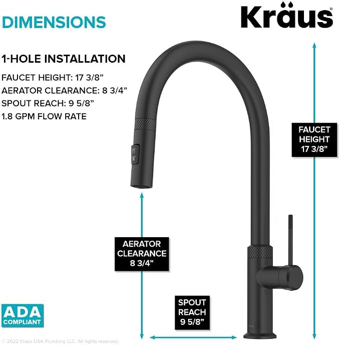 KRAUS Oletto Modern Industrial Pull-Down Single Handle Kitchen Faucet in Matte - Image 5