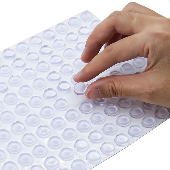 Super High Viscosity Cabinet Door Bumpers -250 pcs 1/2”Diameter Clear Adhesive Pads New PU Material Glass Hardware Bumpers for Drawers, Glass Tops, Small Furniture(250pcs)