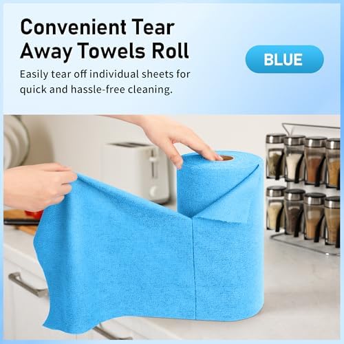 Microfiber Cleaning Cloth Roll, 75 Pack Tear Away Microfiber Towel, Reusable - Image 3