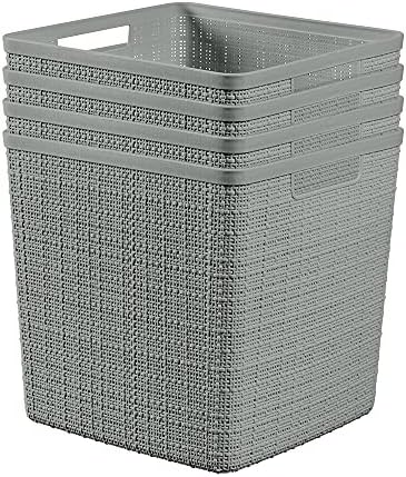 Curver Set of 4 Large Cube 17L Jute Decorative Plastic Organization and Storage by Unknown