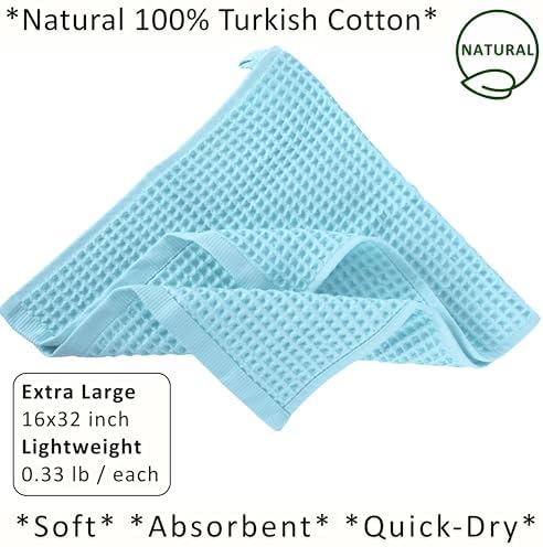 PÜSKÜL Natural 100% Turkish Cotton Waffle Hand and Kitchen Towels Set of 3 - Image 2