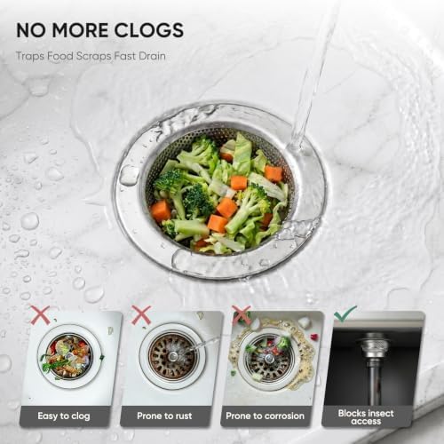 4 Pack Kitchen Sink Strainer, 304 Stainless Steel Sink Drain Strainer, 2mm - Image 2
