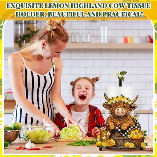 Chunful Lemon Highland Cow Paper Towel Holder Lemon Cattle Kitchen Bathroom - Image 6