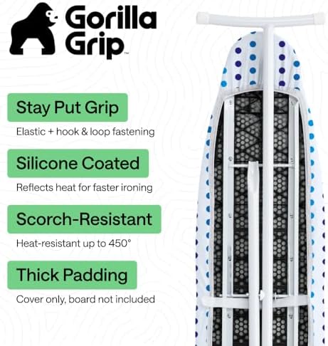 GORILLA GRIP Padded Ironing Board Cover, 15x54 Blue Dots - Image 2