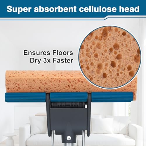 Sponge Mop for Floor Cleaning, Easy Self-Squeeze for Hardwood Tile Concrete - Image 4