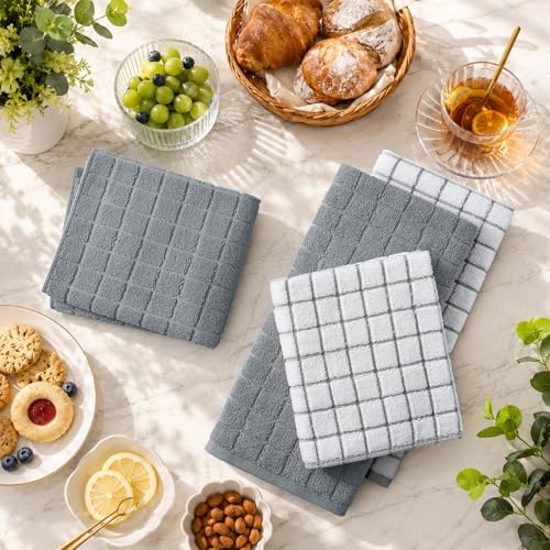 Kitinjoy Premium Kitchen Towels, Large 100% Cotton Terry 390 GSM Kitchen Hand - Image 5