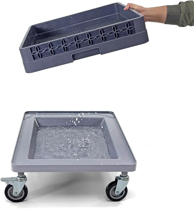 Glass Rack Dolly, Light Gray, 4-Inch Wheels with 2 Locks, 250 lbs Capacity, Mobile Dish Rack Transport Cart