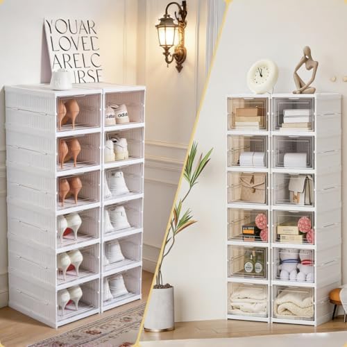 ZLLZUU Shoe Storage Box, No-Assembly 6 Tiers Foldable Shoe Organizer - Image 2