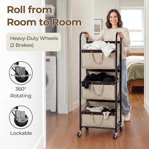 GRANNY SAYS 3 Tiered Laundry Sorter, Narrow Hamper Cart - Image 5
