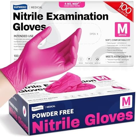 Supmedic Nitrile Exam Gloves, 4 Mil MED+ Powder-Free Latex-Free Cooking by Supmedic
