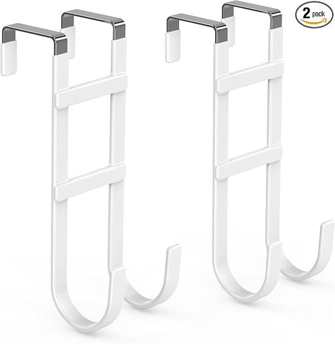 FYY Over the Door Hooks, Double-Hanger 2 Pack, Fits Doors 1.6" White | Heavy by FYY