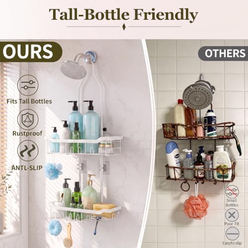 Adjustable Shower Caddy Hanging Rustproof: Tool-free Height Adjustment - Image 3