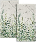 Sage Green Eucalyptus Hand Bath Towel Watercolor Leaves Butterfly Soft by Granbey