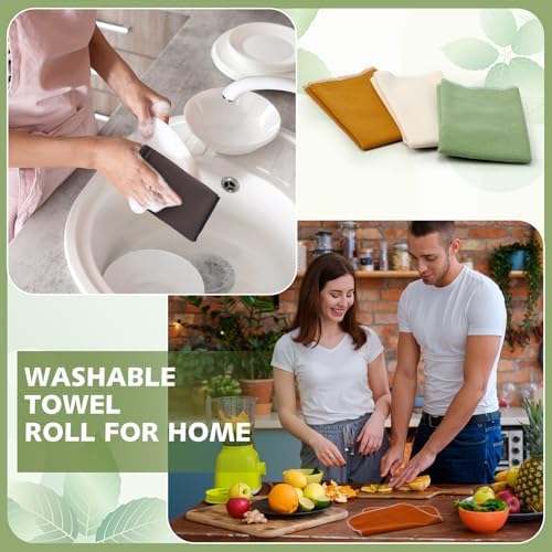 36 Pack Reusable Paper Towels Roll Cleaning Cloth, Earth Tone - Image 6