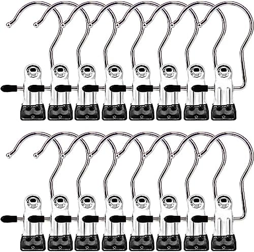 Boot Hangers Clips, 16 Pack Laundry Hooks Hanging Clips Clothes Pins Closet by MECHEER