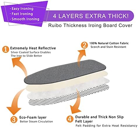 Ruibo Ironing Board Cover and Pad Extra Thick Heavy Duty Padding 4 Layers - Image 2