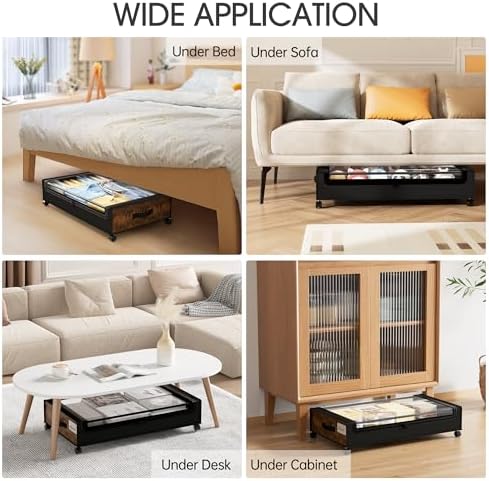Yecaye Under Bed Storage with Wheels, 4 Pack Under Bed Storage Containers - Image 6