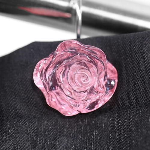 Pink Rose Shower Curtain Hooks: Cute Flower Bathroom Curtain Rings - Image 3