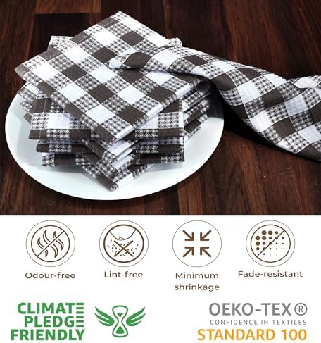 Urban Villa Kitchen Towels Cotton Dish Towels 12”x12” Grey White - Image 3