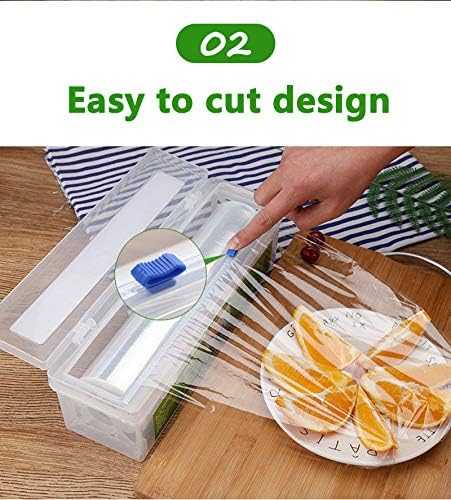 Plastic Wrap Dispenser, Slide Cutter 12‑Inch Cling Wrap Set - Image 3